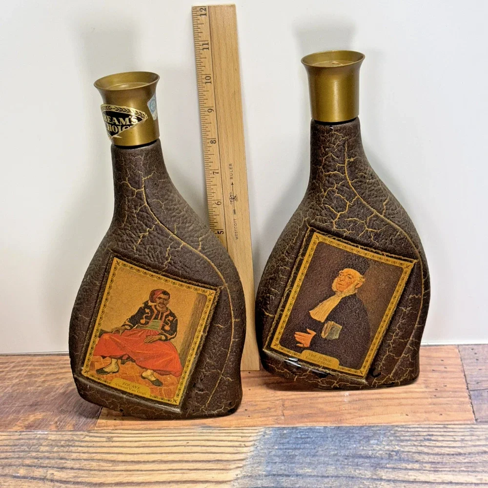 2 Jim Beam Glass Decanters Modern Masters‎ Beams Choice Van Gogh & Manet 1970s